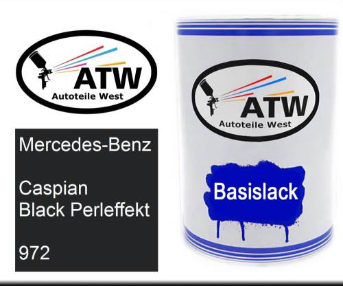 Mercedes-Benz, Caspian Black Perleffekt, 972: 500ml Lackdose, von ATW Autoteile West.